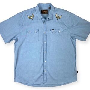 Howler Brothers Short sleeve Shirt Volts Medium Lightning Bolts Pearl snap